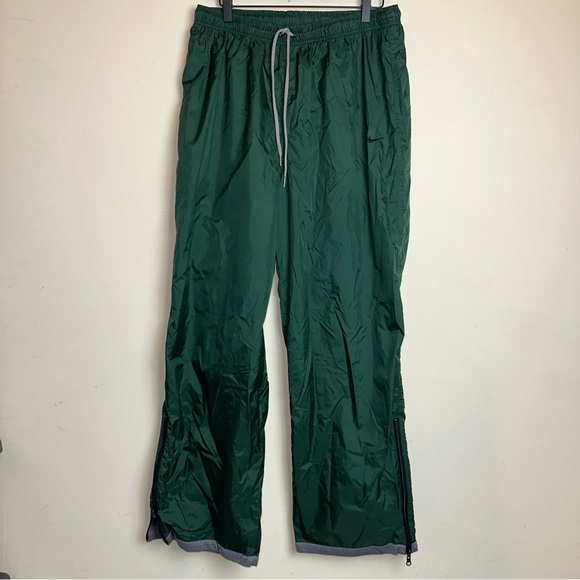 Vintage Nike Men’s Travis Scott Style Mini Swoosh Lined Wide Leg Pants Green Y2K - Picture 1 of 13